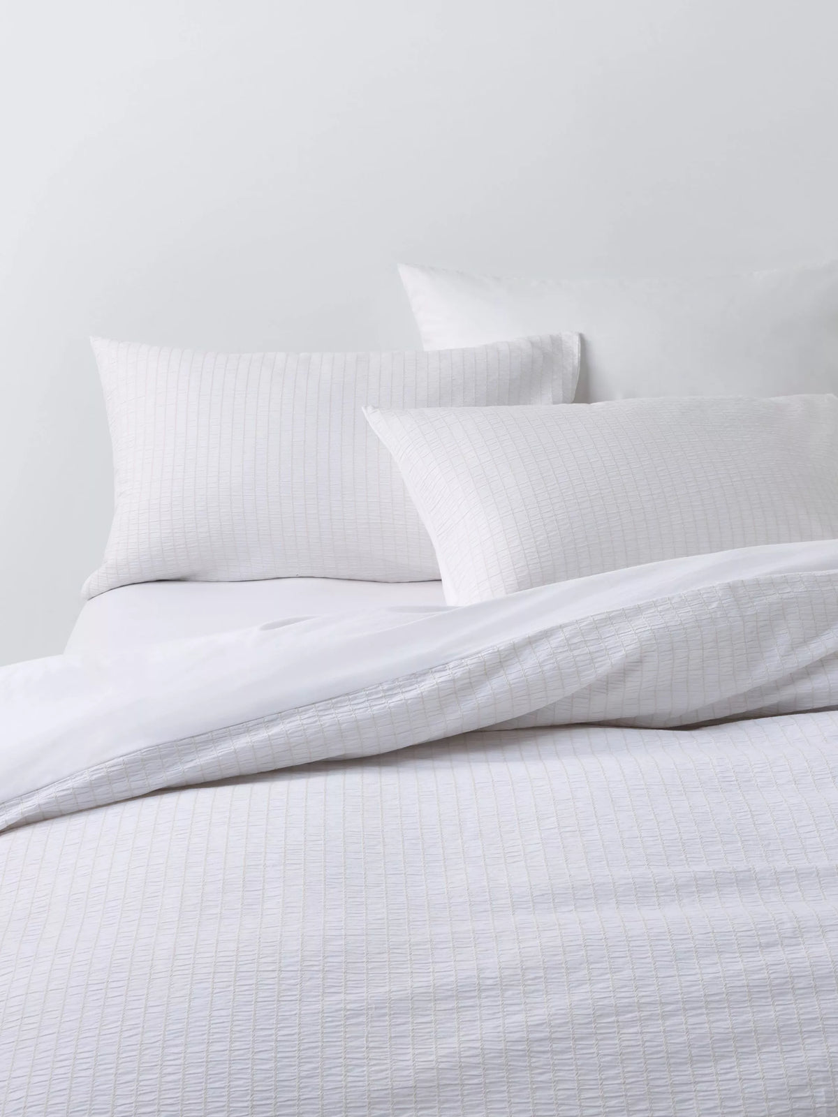 John Lewis Seersucker Pinstripe Single Duvet Cover Set, Natural