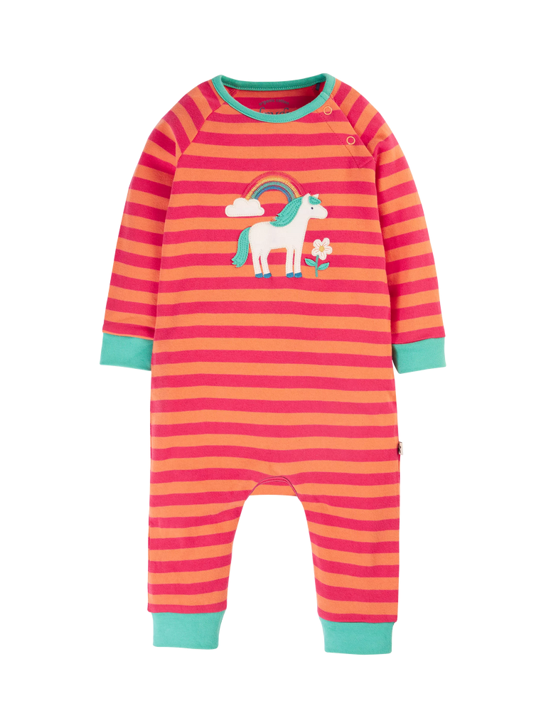 Frugi Baby Rowan GOTS Organic Cotton Romper, Cantaloupe/Horse