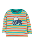 Frugi Baby Orion Tractor Applique Organic Cotton Top, Multi