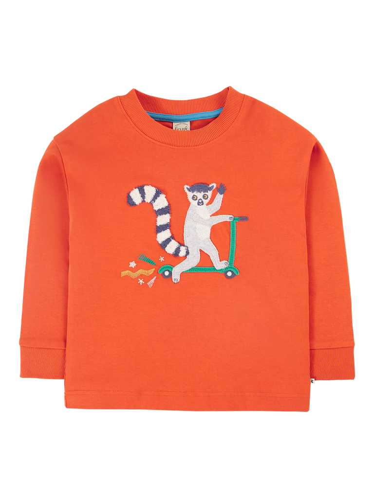 Frugi Kids' Owen Organic Cotton Lemur Top, Bonfire