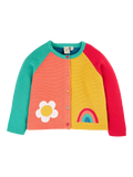 Frugi Kids' Patsy Organic Cotton Colour Block Cardigan, Cantaloupe