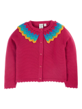 Frugi Kids' Wrenly GOTS Organic Cotton Cardigan, Lingonberry