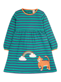 Frugi Kids' Dolcie Organic Cotton Stripe Dress, Iguana/Multi