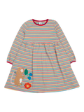 Frugi Kids' Dolcie Organic Cotton Stripe Dress, Lingonberry/Multi