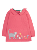 Frugi Kids' Victoria GOTS Organic Cotton Tunic Top, Petal/Cat