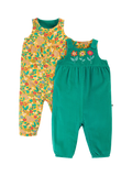 Frugi Kids' Lacey Reversible Dungarees, Iguana/Autumnfriends