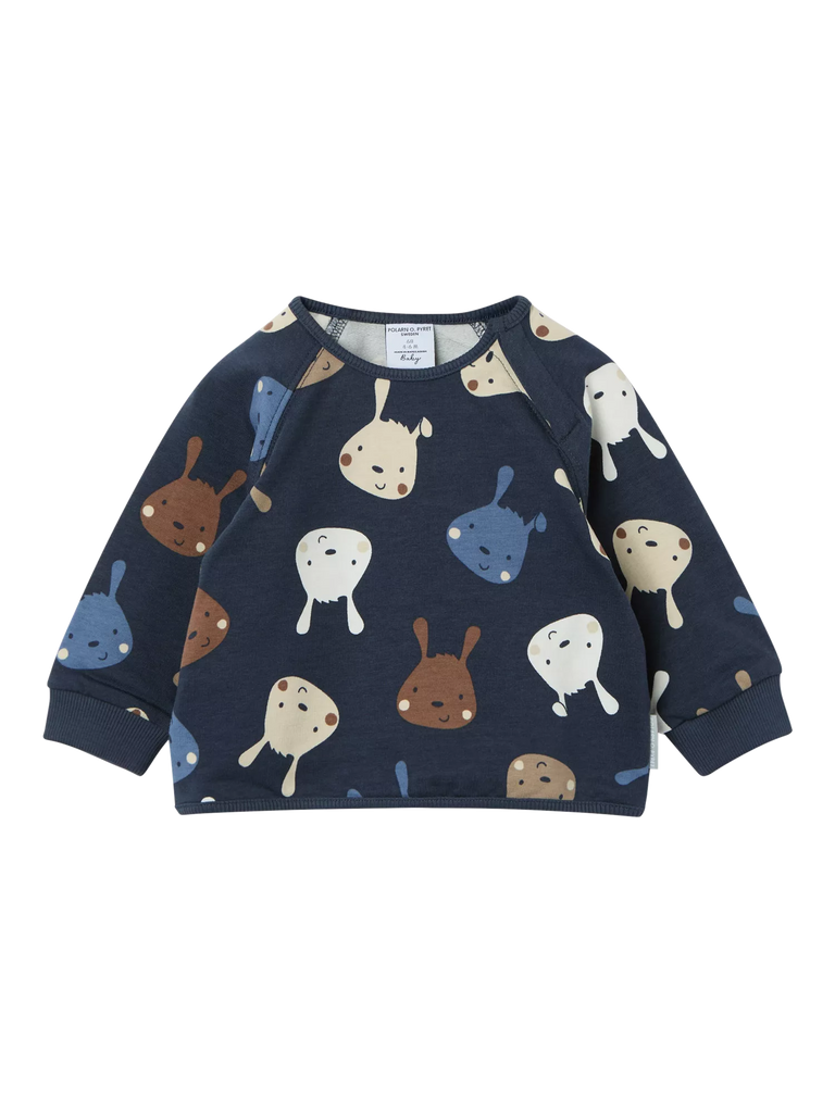 Polarn O. Pyret Baby Bunny Print Sweatshirt, Blue