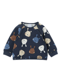 Polarn O. Pyret Baby Bunny Print Sweatshirt, Blue