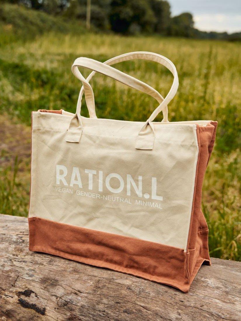 RATION.L organic cotton canvas tote bag natural 35x43x17cm, UK version