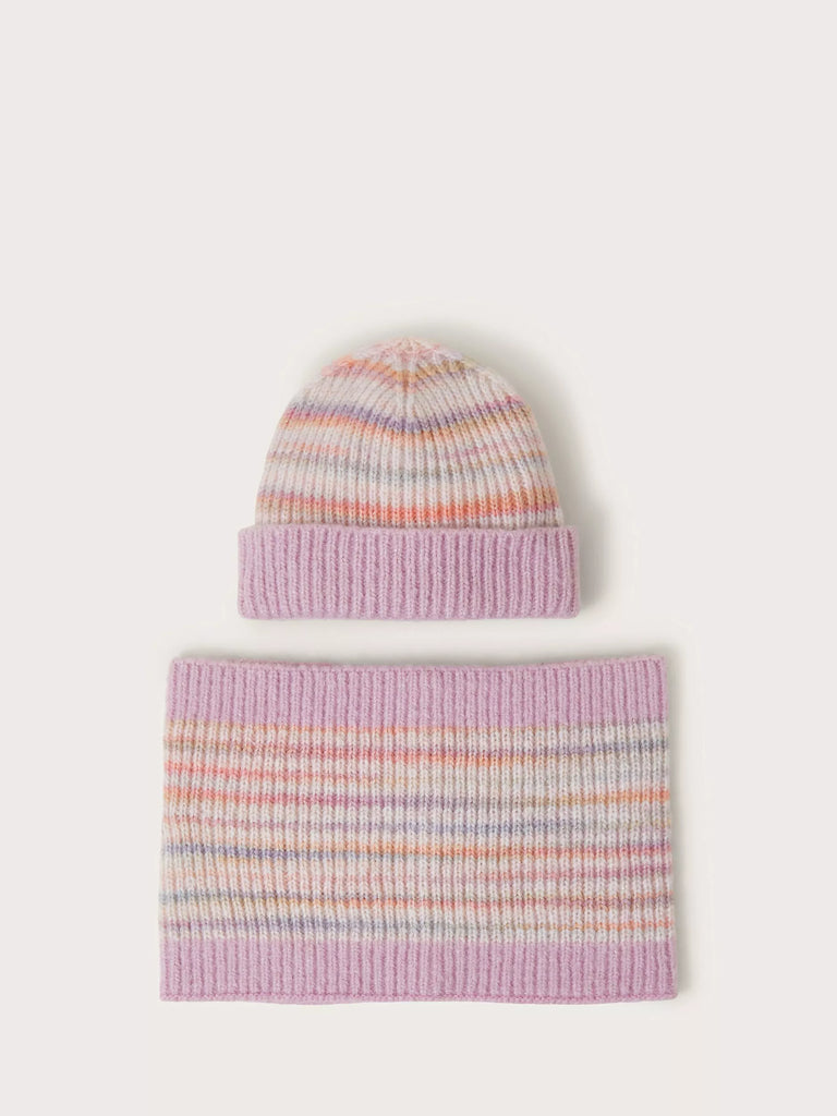 Monsoon Kids' Space Dye Stripe Hat and Snood, Multi