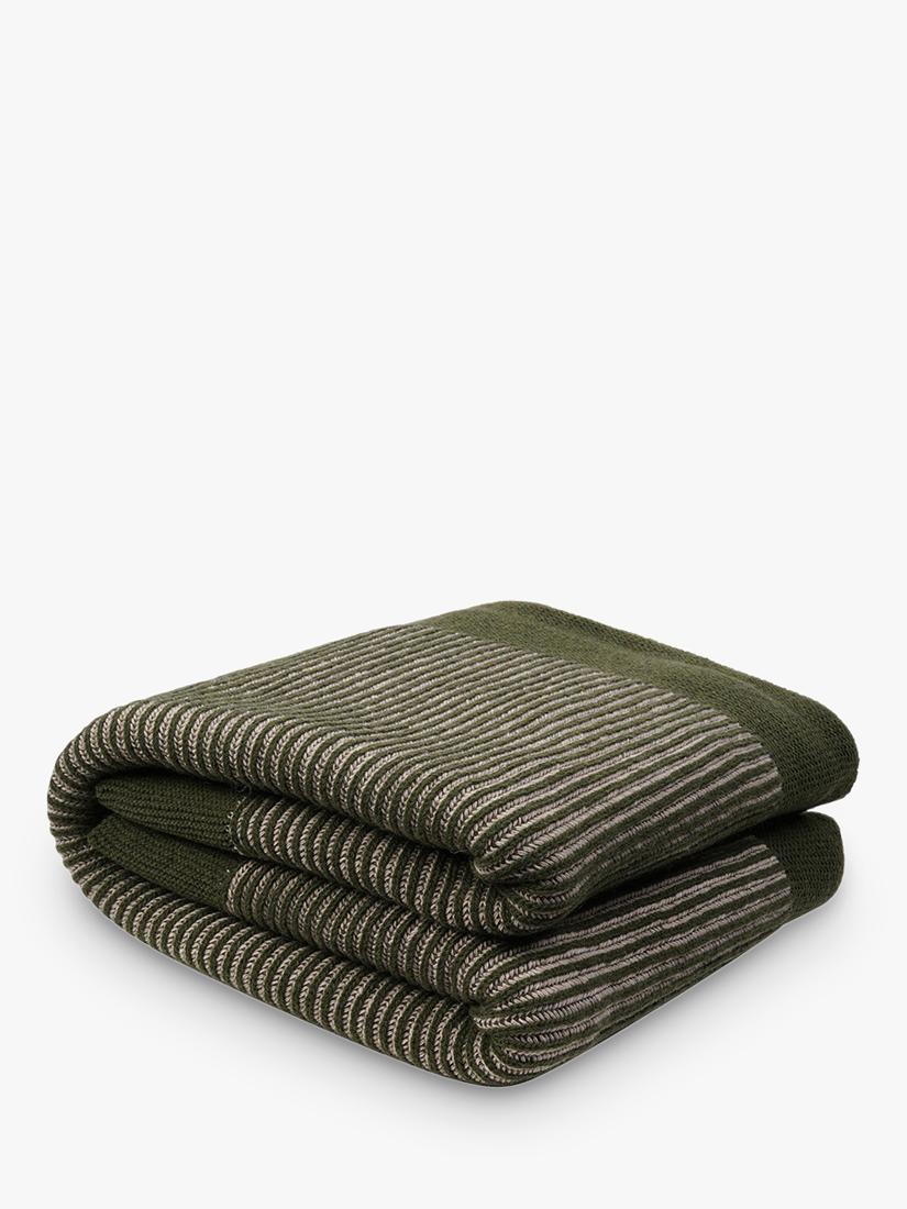 Striped wool blend knitted throw Piglet in Bed (British brand)
