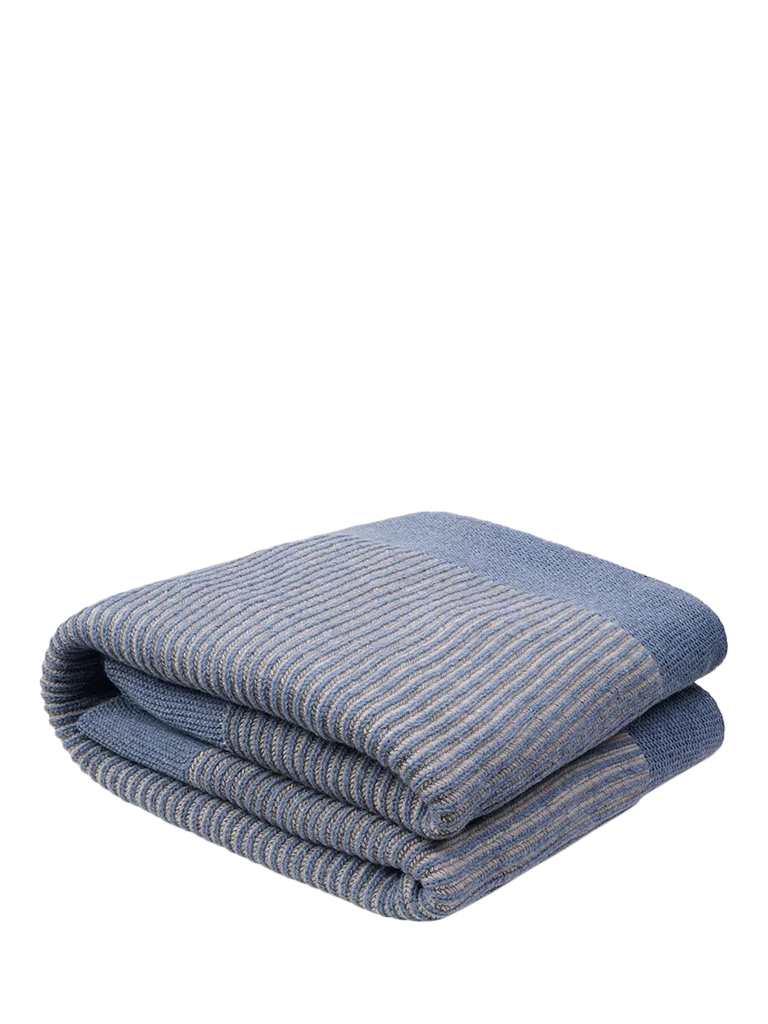 Piglet in Bed Striped Wool Blend Knit Throw