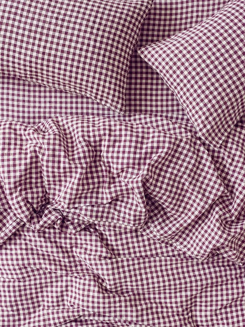 Piglet in Bed Gingham Linen Blend Duvet Cover