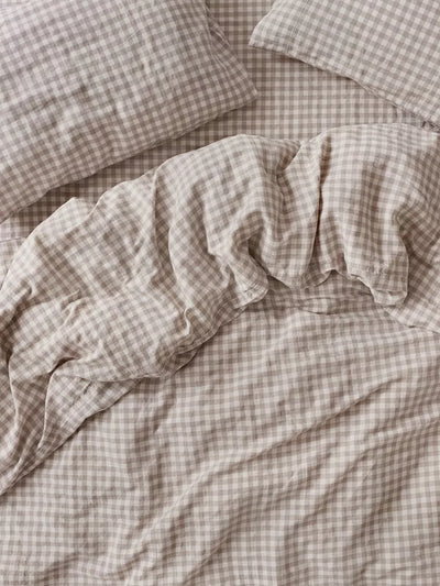 John Lewis Piglet in Bed Gingham Linen Blend Duvet Cover- Buy online at McGrocer