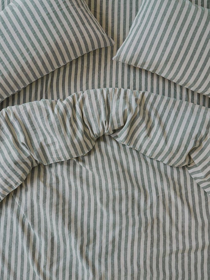 Piglet in Bed Streifen Bettwäsche aus Leinenmischung, Doppelbett – britisches Produkt