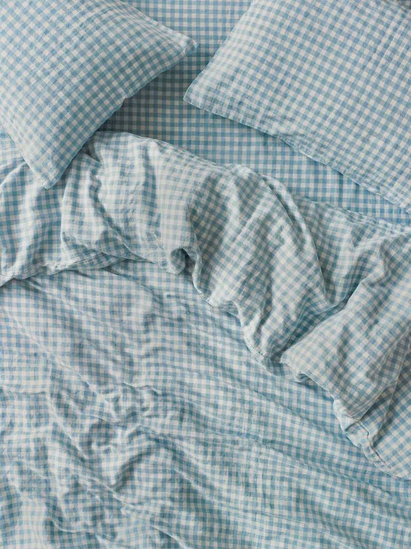 Piglet in Bed Gingham Linen Blend Duvet Cover