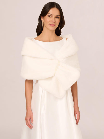John Lewis Faux Fur Shawl with Silky Satin Lining and Pearl Accent- Buy online at McGrocer