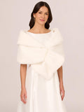 Faux Fur Shawl with Silky Satin Lining and Pearl Accent