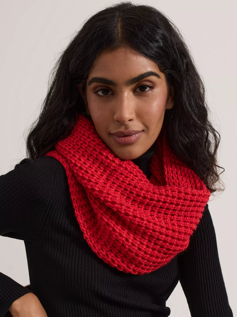 Phase Eight knitted snood in red, imported from the UK