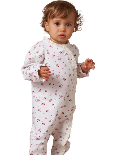Angel & Rocket Baby-Strampler mit Herz-Aufdruck, Weiß/Rot