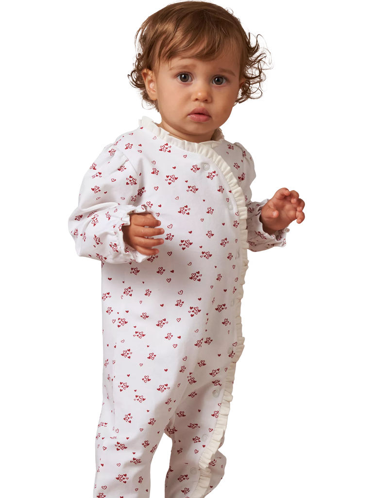 Angel & Rocket Baby Heart Babygrow, White/Red