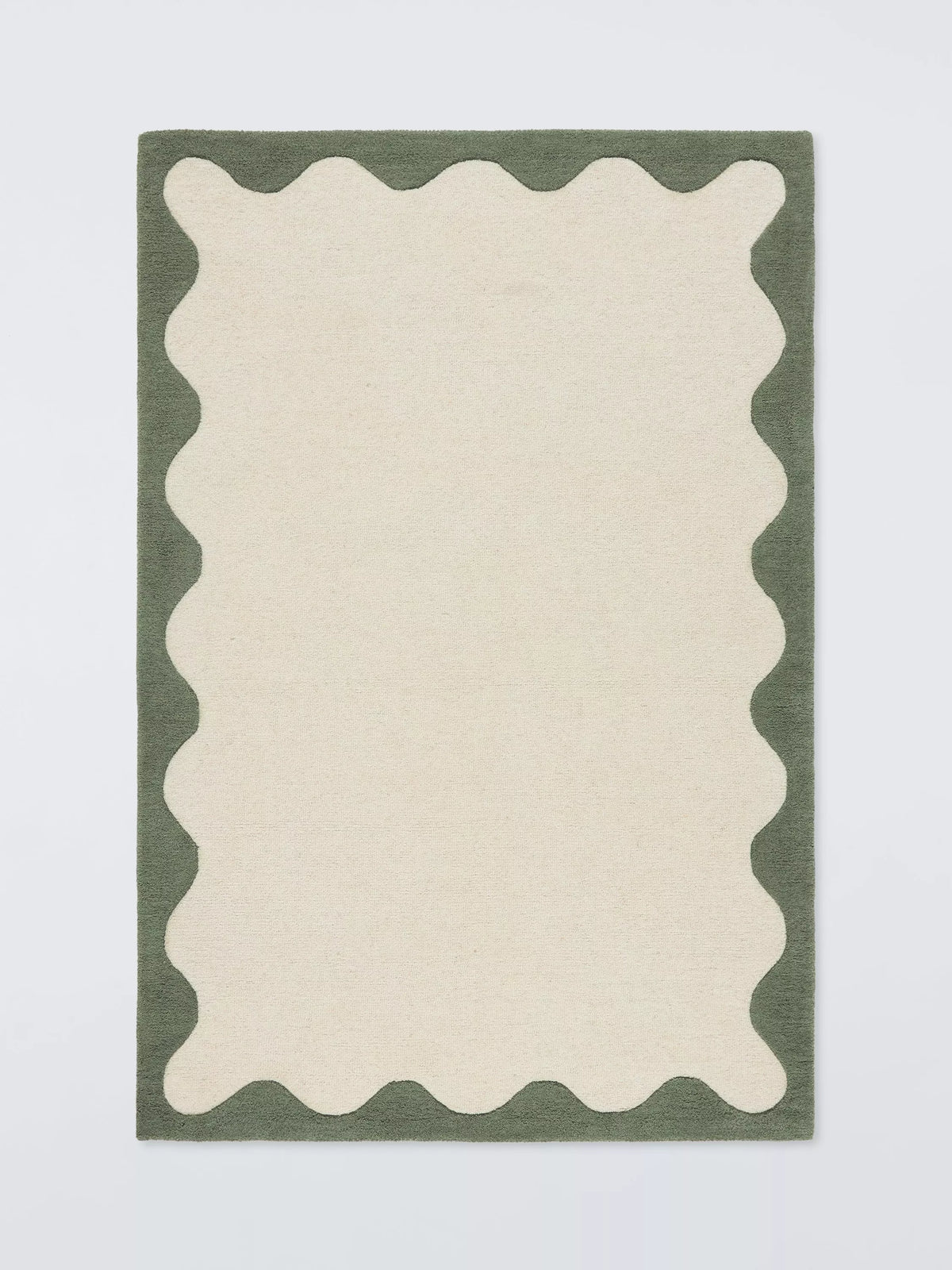 John Lewis Pure Wool Scallop Rug, Myrtle Green, L150 x W90cm