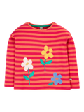 Frugi Kids' Tori Applique Top, Stripe/Flowers