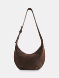 Whistles Sia curved crossbody suede bag chocolate - British product