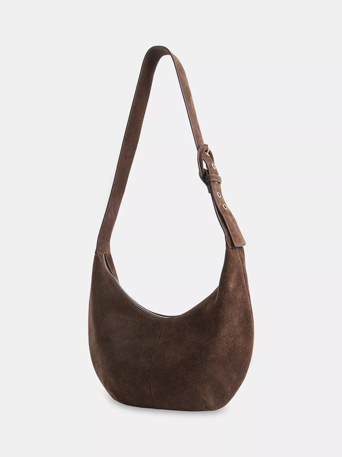 Whistles Sia curved crossbody suede bag chocolate - British product