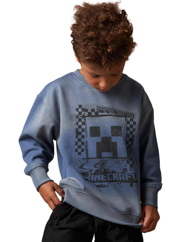 Angel & Rocket Kids' Minecraft Cotton Sweatshirt, Blue