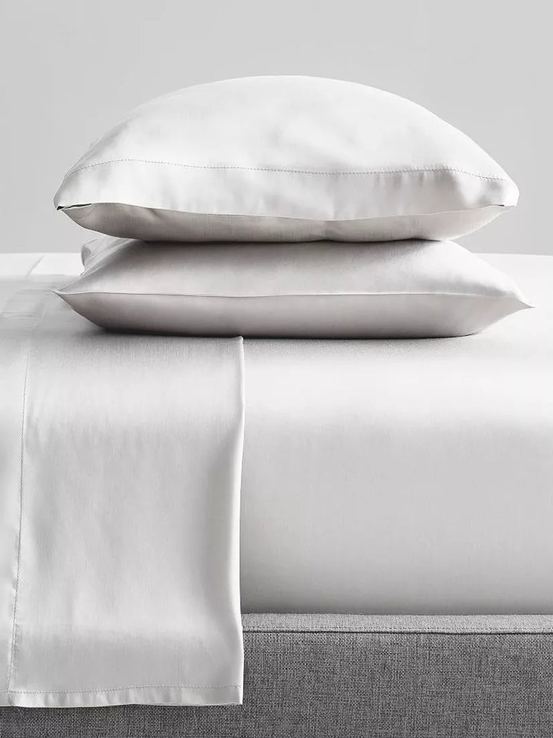West Elm Spannbettlaken TENCEL Lyocell Weiß Doppel, UK-Version