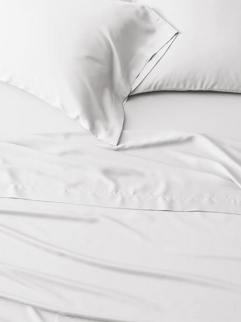 West Elm Spannbettlaken TENCEL Lyocell Weiß Doppel, UK-Version