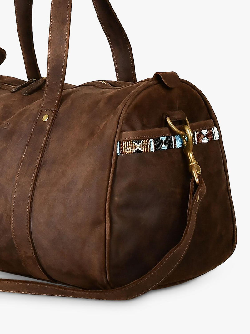 KOY leather duffle bag mocha, imported from the UK