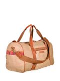 KOY Explorer tan duffle bag with hand-woven Kikoy fabric (British brand)