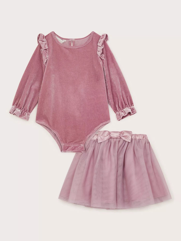 Monsoon Baby Velvet Bodysuit & Tutu Set, Pink