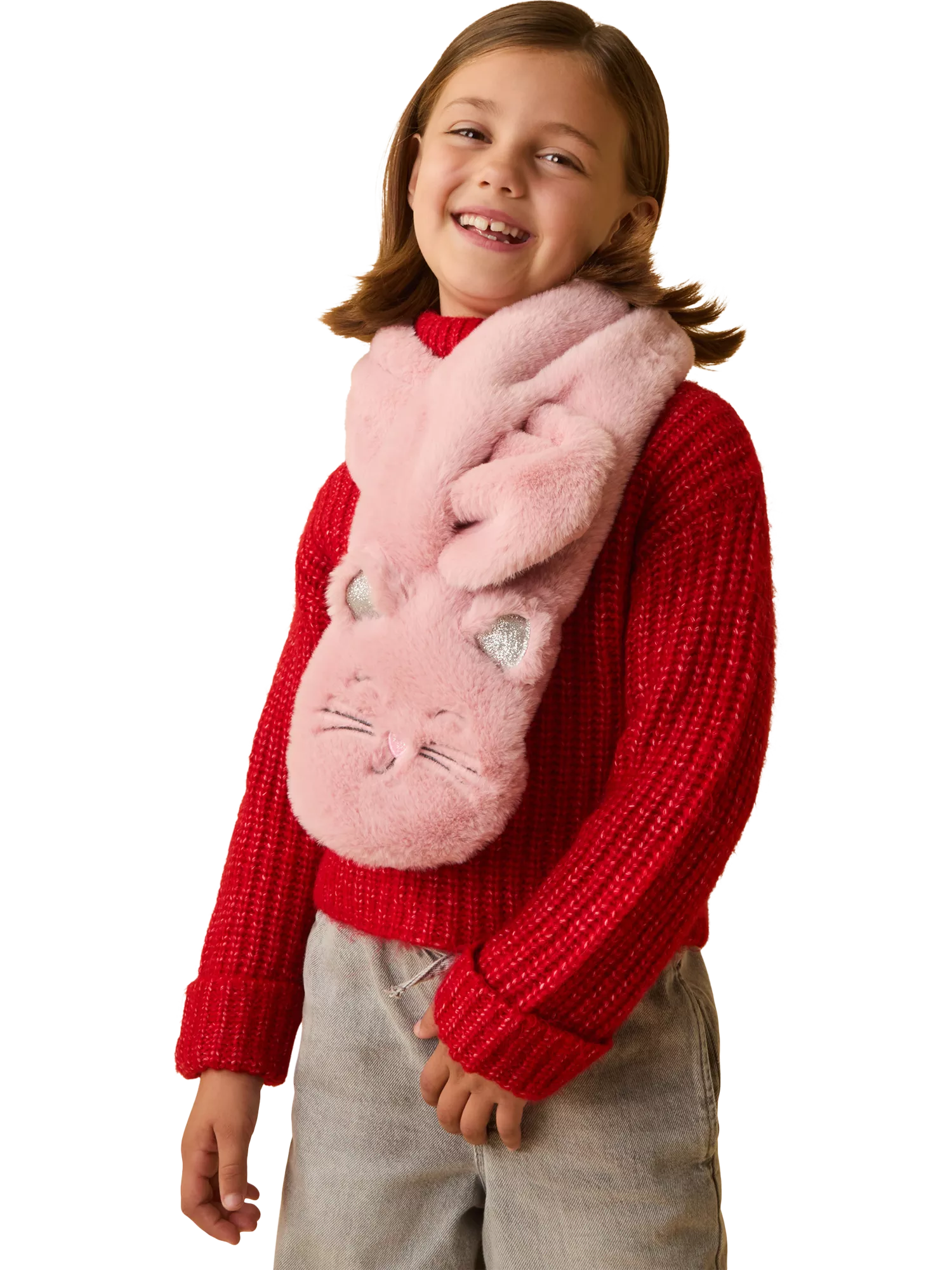 Angels by Accessorize fluffy cat scarf pink - British product