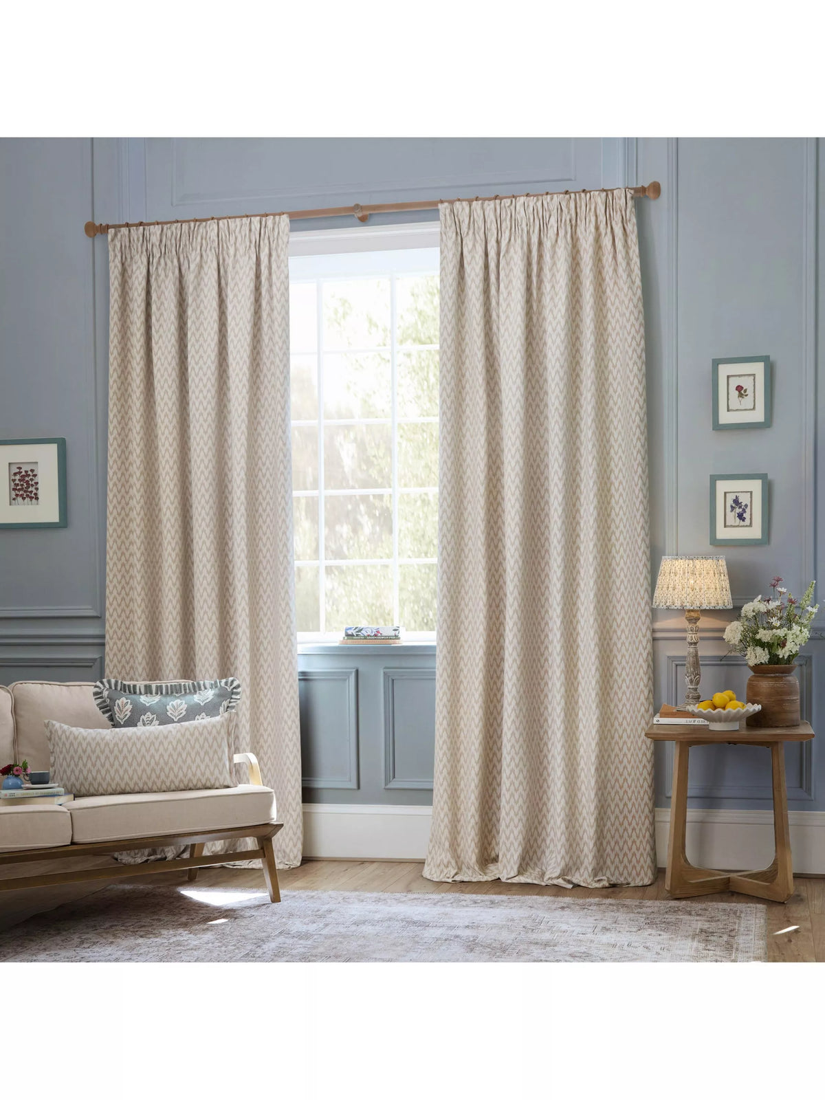 Sanderson Hutton gefütterte Bleistiftfalten-Vorhänge 137x117cm, importiert aus dem Vereinigten Königreich