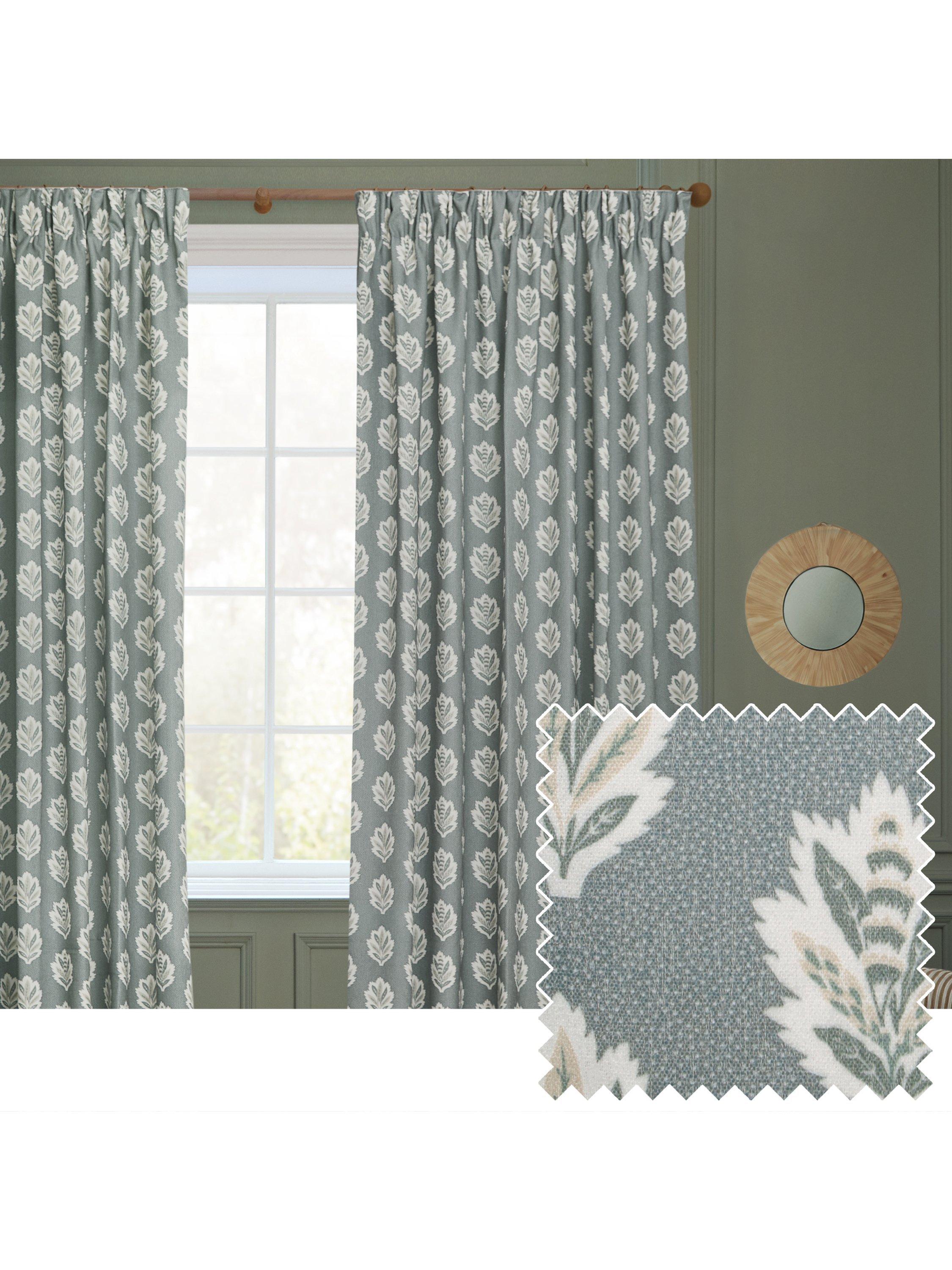 Sanderson Sessile Leaf pencil pleat curtains pair 137x117cm (British brand)
