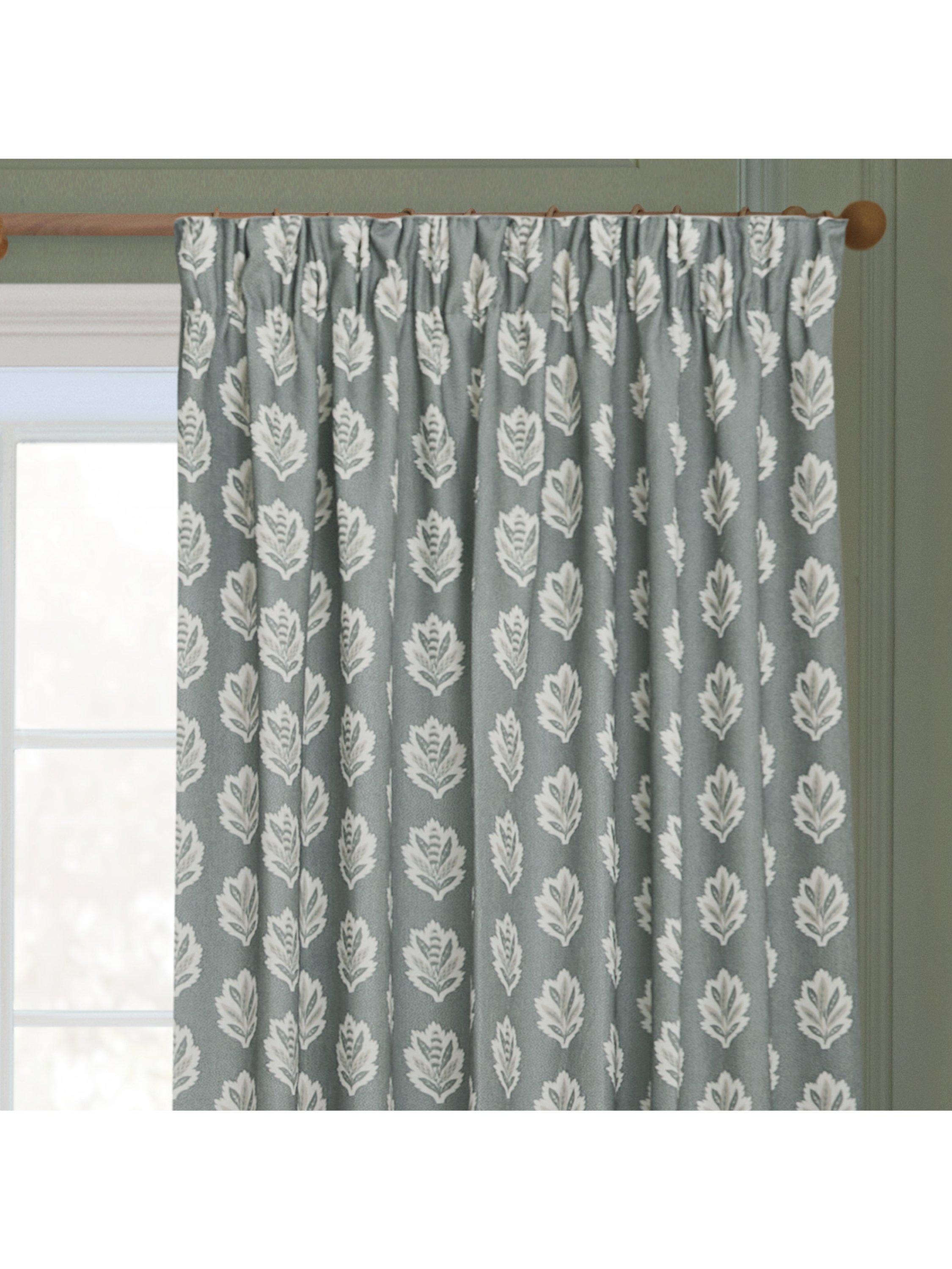 Sanderson Sessile Leaf pencil pleat curtains pair 137x117cm (British brand)