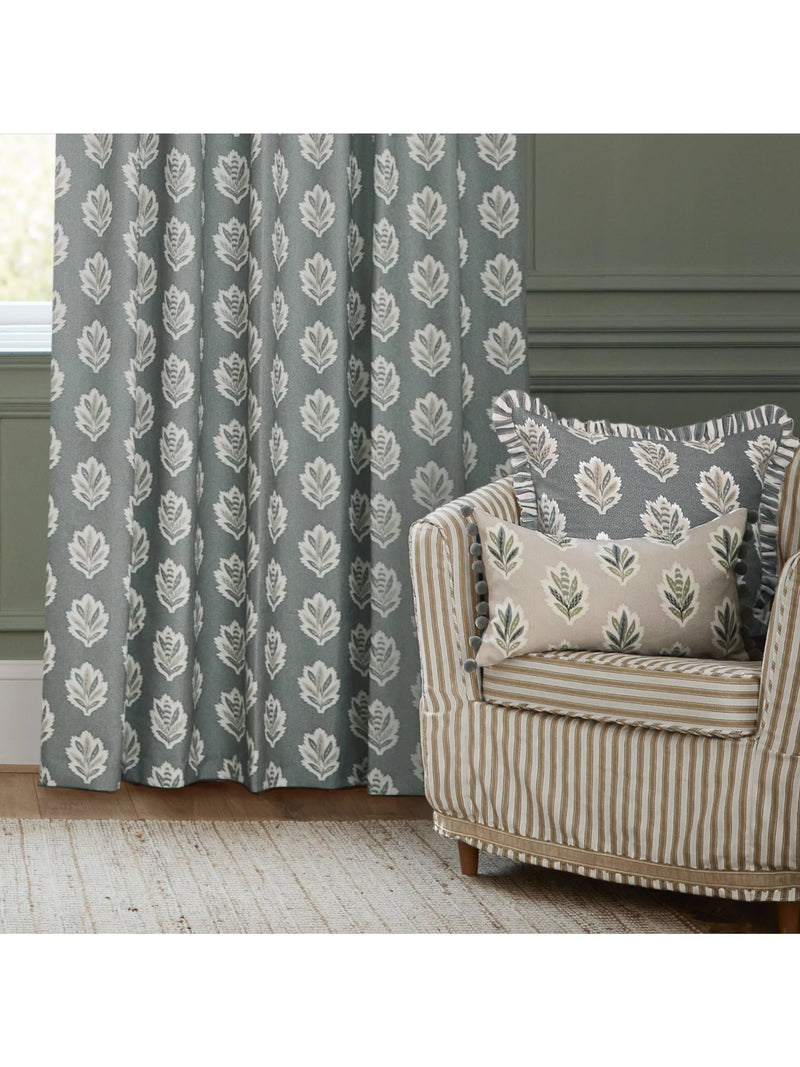 Sanderson Sessile Leaf pencil pleat curtains pair 137x117cm (British brand)