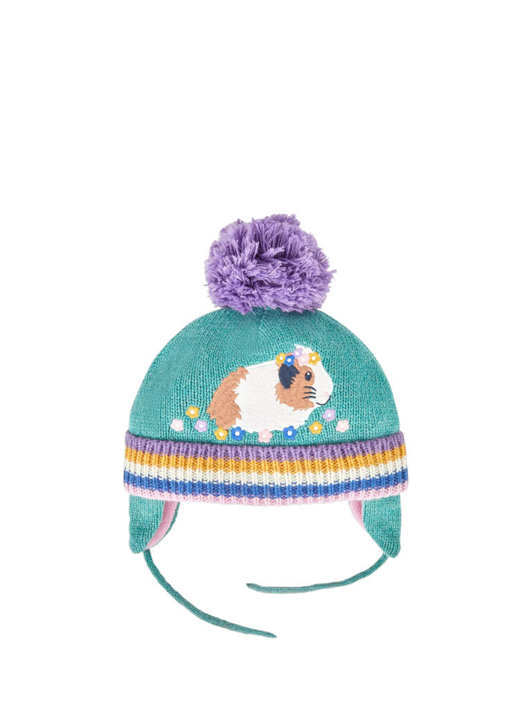 JoJo Maman Bébé Kids' Guinea Pig Embroidered Hat, Green/Multi