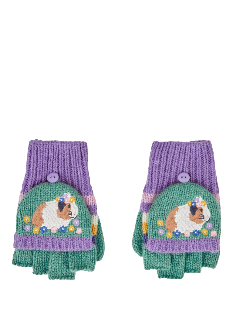 JoJo Maman Bébé Kids' Guinea Pig Stripe Gloves, Green/Multi