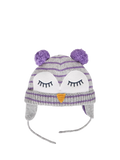 JoJo Maman Bébé Kids' Stripe Owl Hat, Marl Grey/Multi