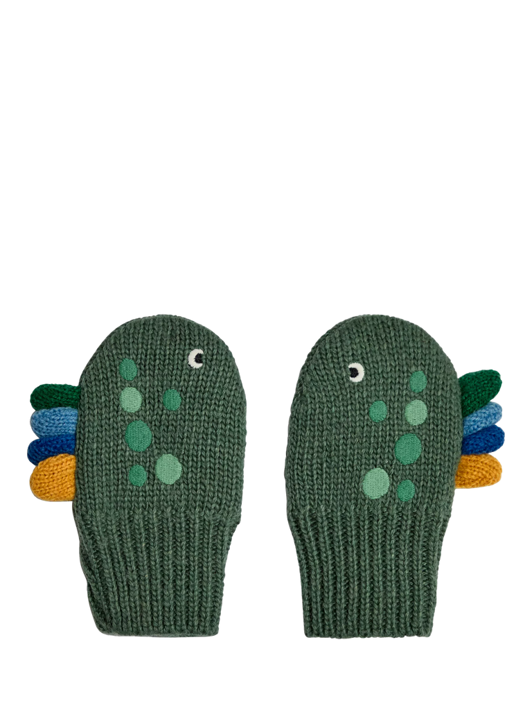 JoJo Maman Bébé Kids' Dinosaur Novelty Mittens, Green