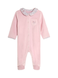 JoJo Maman Bébé Baby Ditsy Velour Sleepsuit, Pink