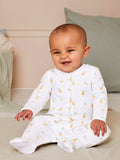 JoJo Maman Bébé Baby Lemon Embroidered Sleepsuit, White/Multi