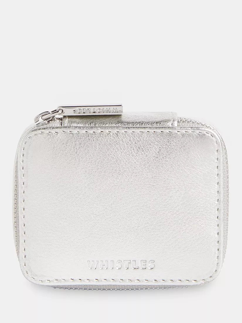 Whistles Lotta Leather mini jewellery box silver - British product
