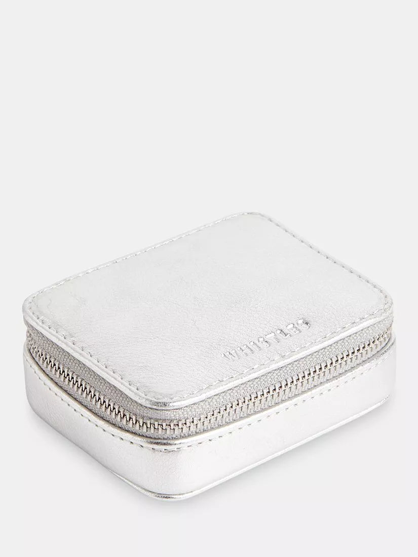 Whistles Lotta Leather mini jewellery box silver - British product