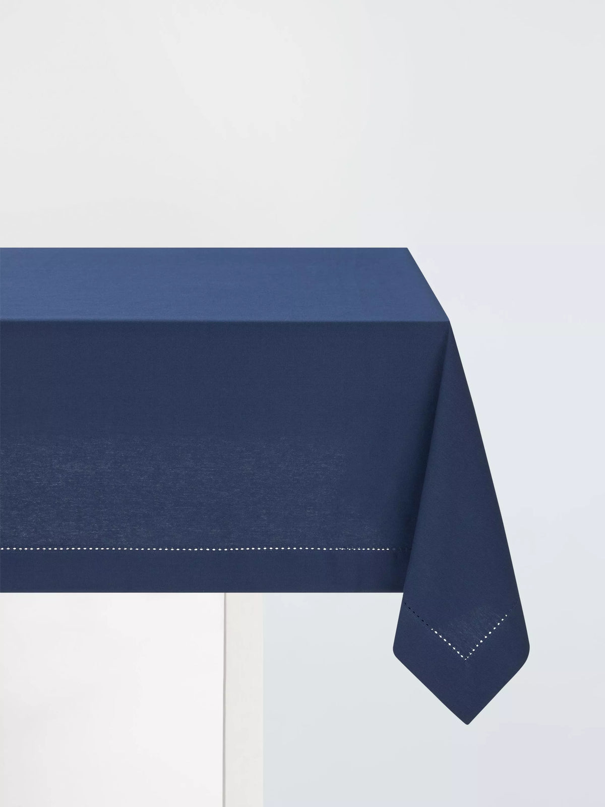 John Lewis Hem Stitch blaue Bio-Baumwoll-Tischdecke 140x180cm - Britisches Produkt