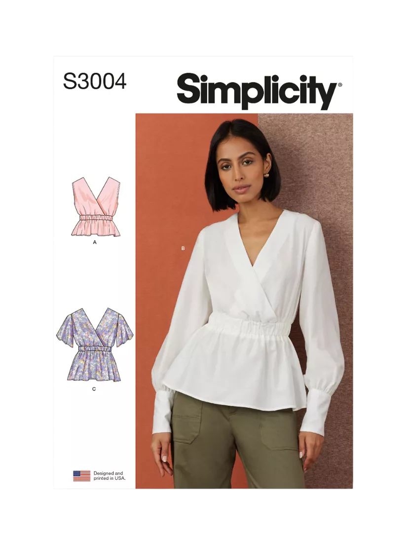 Simplicity S3004 Misses Tops sewing pattern, UK version